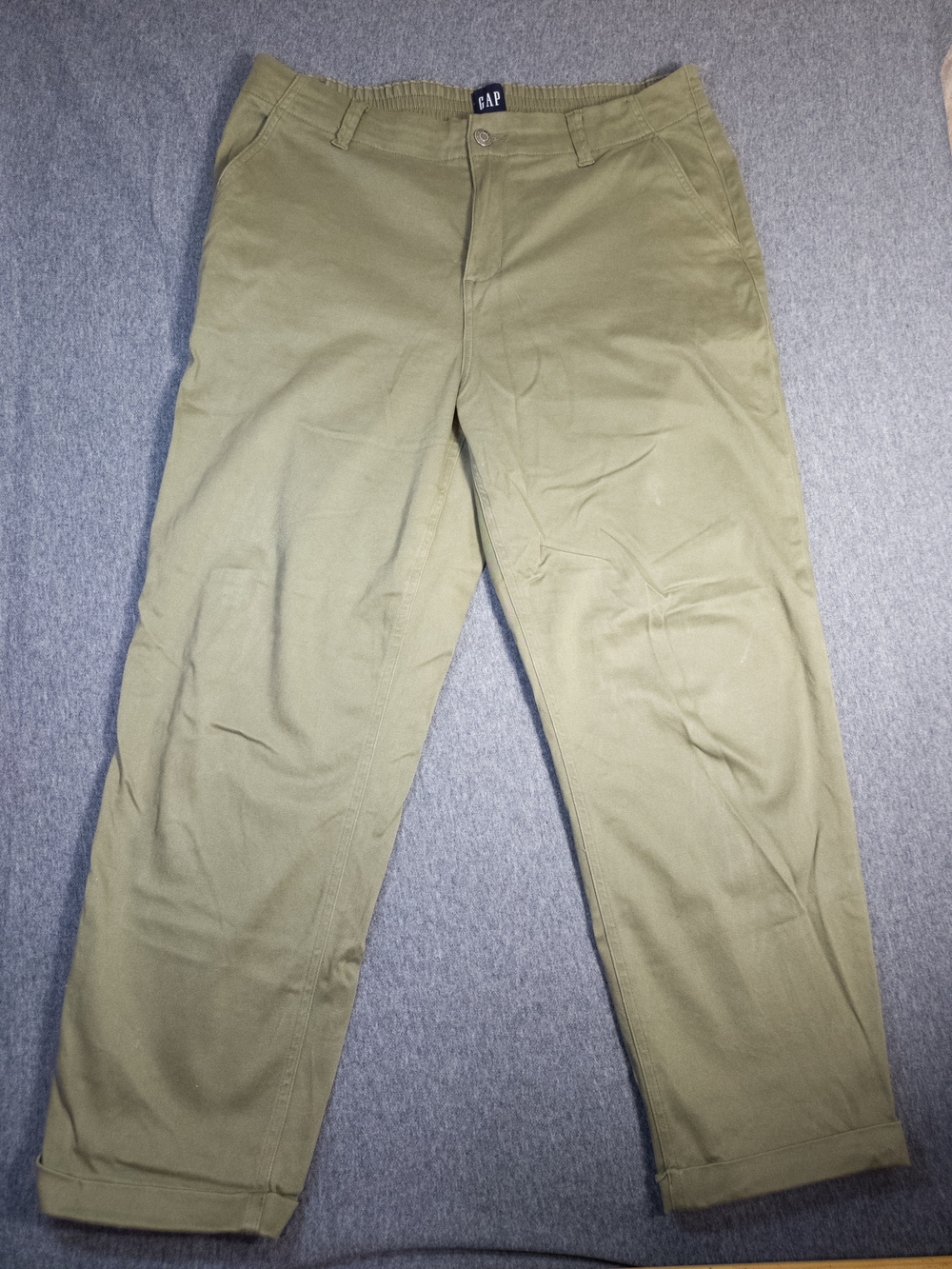 GAP Olive Green Women's Straight Cotton Trousers